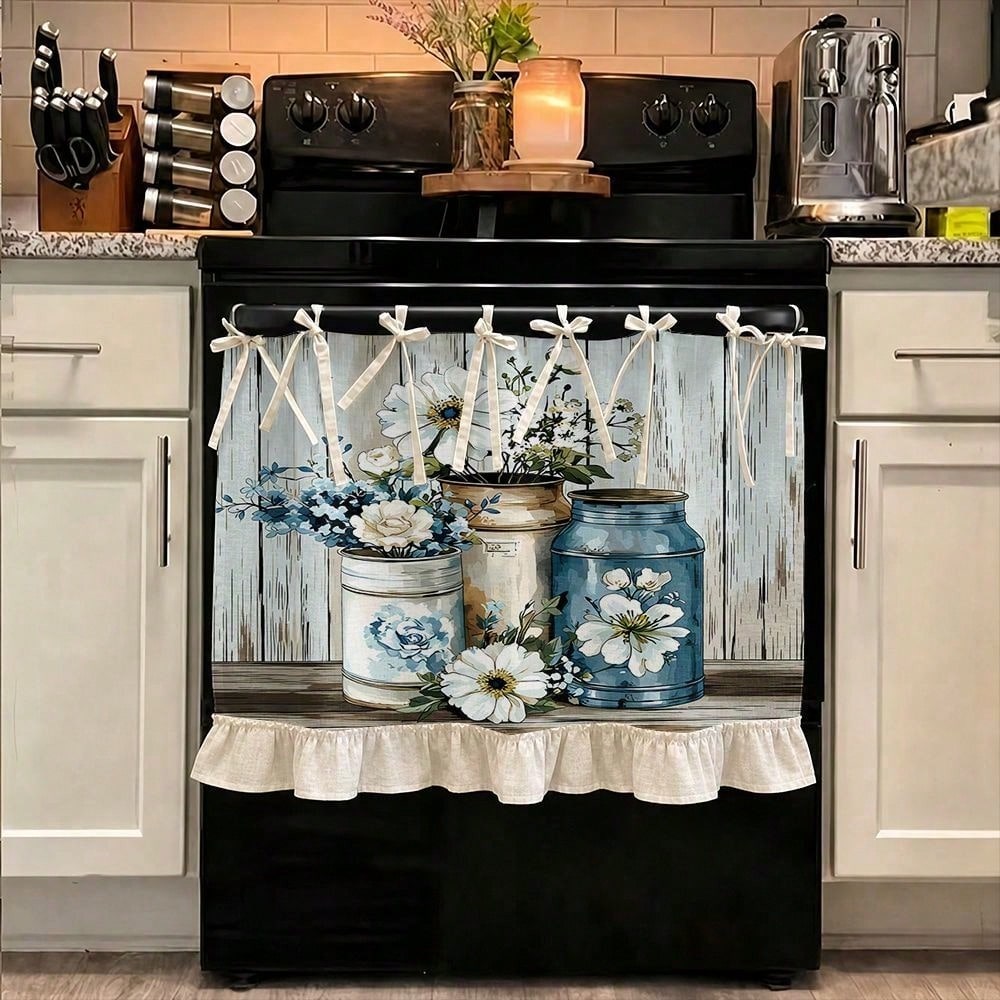 Kitchen Appliances Vintage - 2D-Farmhaus-Stil, Küchengeräteabdeckung, multifunktionaler Ofenschutzvorhang, Vintage-Blumenmuster mit