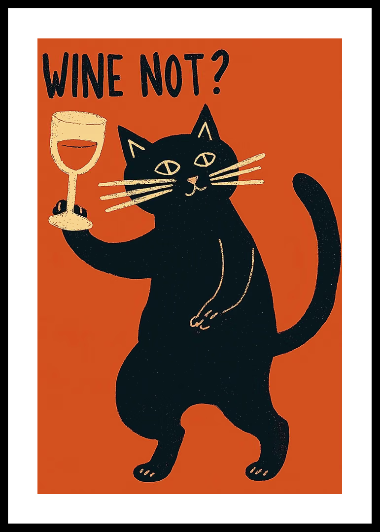 Kitchen Appliances Vintage - Schwarze Katze Wein Nicht Lustig Leinwand-Wandkunstdruck